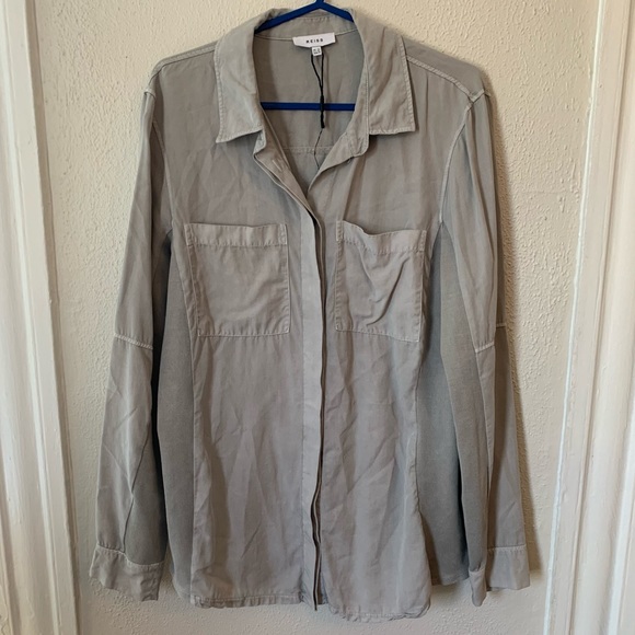 Reiss two pocket button up utility lyocell blouse NWOT 8 - Picture 1 of 5